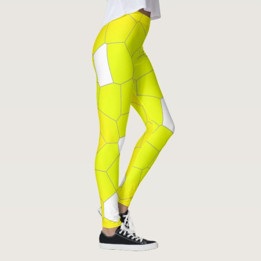 Leggings Minimalisme Abstrait Art Jaune Gris Blanc Cellules (Droite)