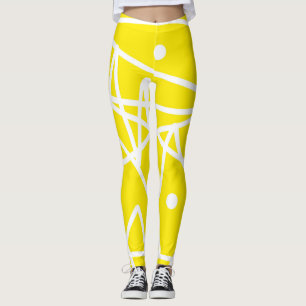 Leggings Minimalisme Abstrait Art Motif Jaune Blanc