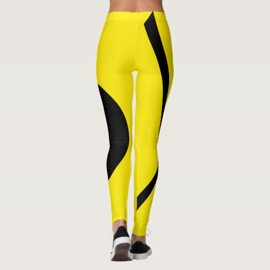 Leggings Minimalisme Abstrait Art Motif Noir Jaune (Dos)