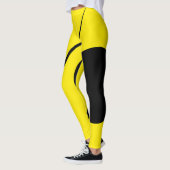 Leggings Minimalisme Abstrait Art Motif Noir Jaune (Gauche)