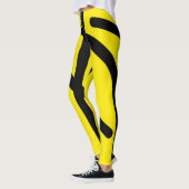 Leggings Minimalisme Abstrait Art Motif Noir Jaune (Gauche)