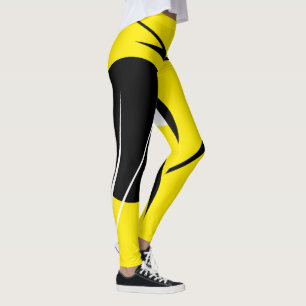 Leggings Minimalisme Abstrait Art Motif noir jaune blanc