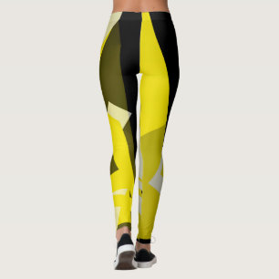 Leggings Minimalisme Abstrait Art Motif noir jaune blanc
