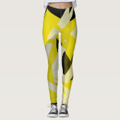 Leggings Minimalisme Abstrait Art Motif noir jaune blanc (Devant)