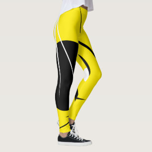 Leggings Minimalisme Abstrait Art Motif noir jaune blanc