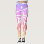 Leggings Minimalisme Abstrait Art Motif rose jaune (Devant)