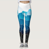 Leggings Minimalisme Art Abstrait Bleu Cellules Blancs (Devant)