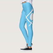 Leggings Minimalisme Art Abstrait Bleu Et Légendes Blanches (Gauche)