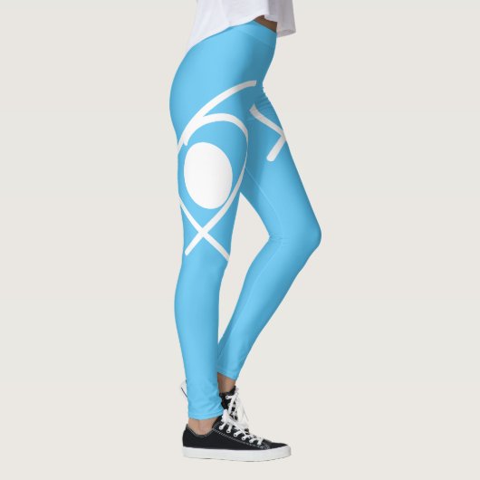 Leggings Minimalisme Art Abstrait Bleu Et Légendes Blanches (Droite)