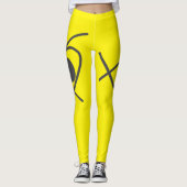 Leggings Minimalisme Art Abstrait gris et jaune (Devant)