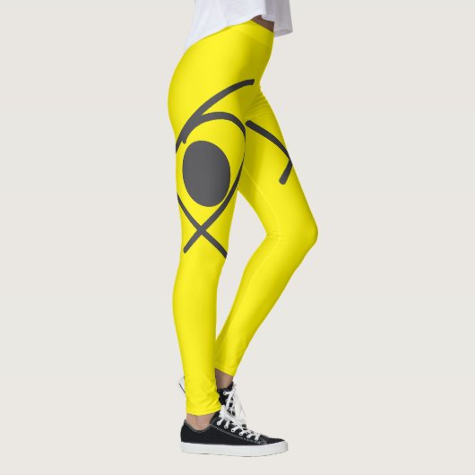 Leggings Minimalisme Art Abstrait gris et jaune (Droite)