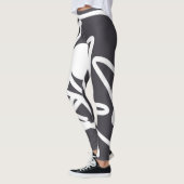 Leggings Minimalisme Art Abstrait Gris Et Légendes Blanches (Gauche)
