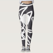 Leggings Minimalisme Art Abstrait Gris Et Légendes Blanches (Devant)