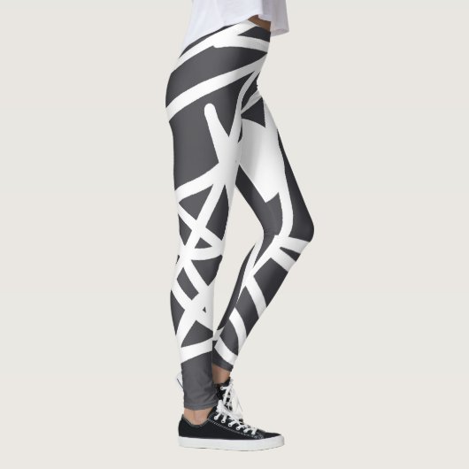 Leggings Minimalisme Art Abstrait Gris Et Légendes Blanches (Droite)