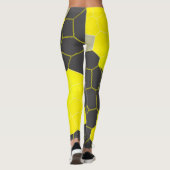 Leggings Minimalisme Art Abstrait Jaune Gris Blanc Cellules (Dos)