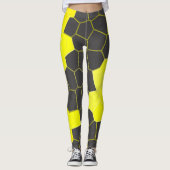 Leggings Minimalisme Art Abstrait Jaune Gris Blanc Cellules (Devant)