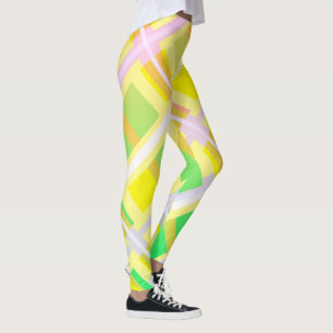 Leggings Minimalisme Art Abstrait Jaune Vert Blocs pourpres