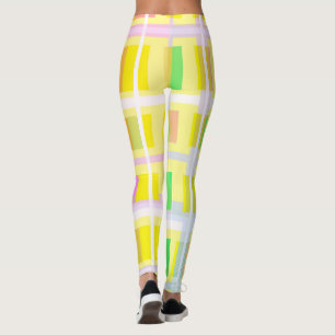Leggings Minimalisme Art Abstrait Jaune Vert Blocs pourpres