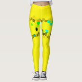 Leggings Minimalisme Art Abstrait Noir Jaune (Devant)