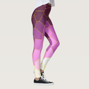 Leggings Minimalisme Art Abstrait Violet Rose Cellules Blan