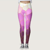 Leggings Minimalisme Art Abstrait Violet Rose Cellules Blan (Devant)