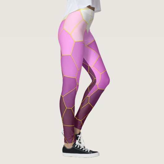 Leggings Minimalisme Art Abstrait Violet Rose Cellules Blan (Droite)