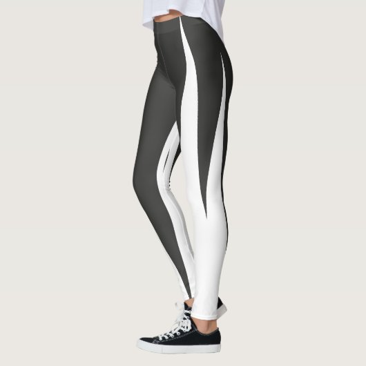 Leggings Minimalisme d'art Abstrait Gris Lignes blanches (Gauche)