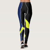 Leggings Minimalisme d'art Abstrait noir blanc jaune bleu (Dos)