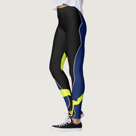 Leggings Minimalisme d'art Abstrait noir blanc jaune bleu (Gauche)