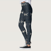 Leggings Minimalist Lunar Phases Pattern with Stars and Nig (Gauche)