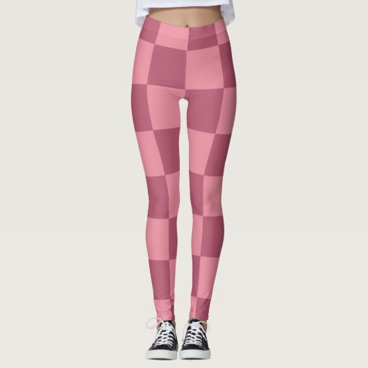 Leggings Minimalist Pink Checkerboard Pattern (Devant)