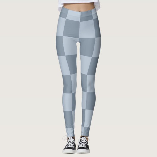 Leggings Minimalist Powder Blue Checkerboard Pattern (Devant)