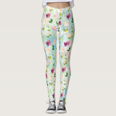 Leggings Mint Aqua Joli aquarelle Floral (Devant)
