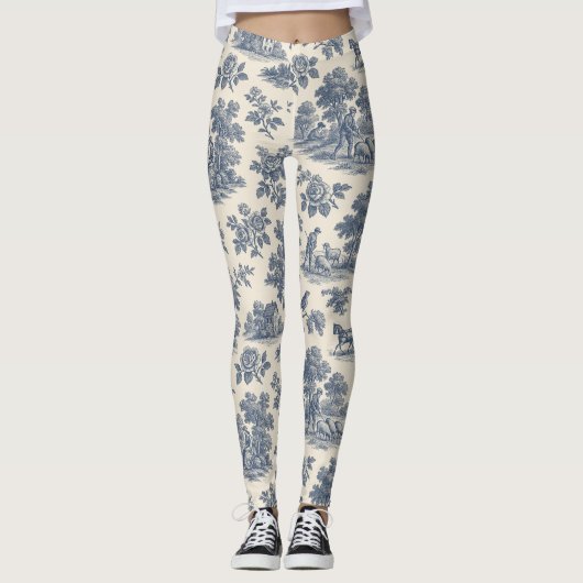 Leggings Minuit dans le pré - Motif de toile bleue Leggin (Devant)