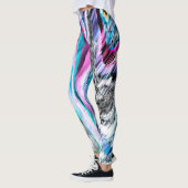 Leggings Misto de gradiente e chuviscado, ciano e rose (Gauche)