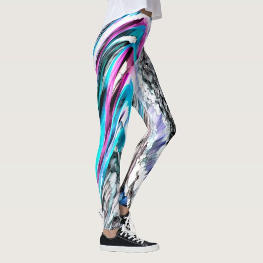 Leggings Misto de gradiente e chuviscado, ciano e rose (Droite)