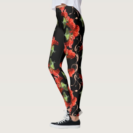 Leggings Mite de Luna sur la fleur de Canna personnalisable (Gauche)