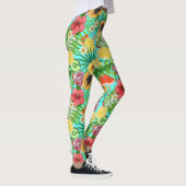 Leggings Mix-fruit tropical, fleurs et feuilles en bleu (Droite)