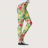 Leggings Mix-fruit tropical, fleurs et feuilles sur blanc (Droite)