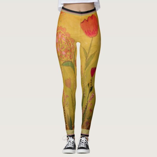 Leggings - Mixed Media Flowers (Voorkant)