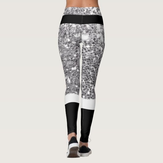 Leggings Mme Santa Claus parties scintillant d'argent (Dos)
