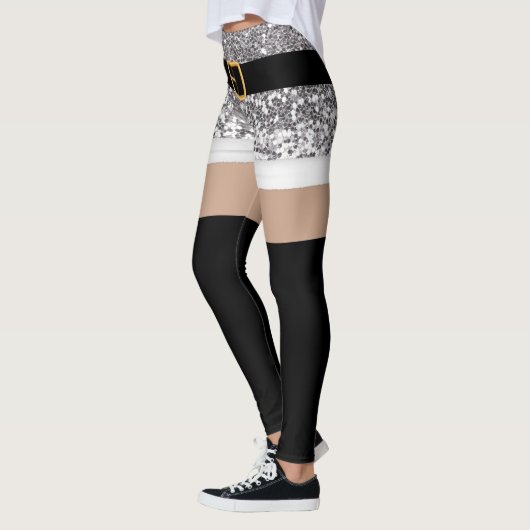 Leggings Mme Santa Claus parties scintillant d'argent Leggi (Gauche)