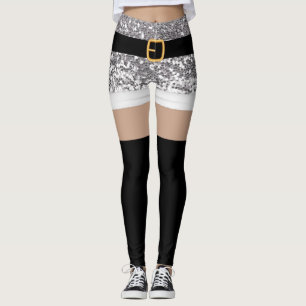 Leggings Mme Santa Claus parties scintillant d'argent Leggi