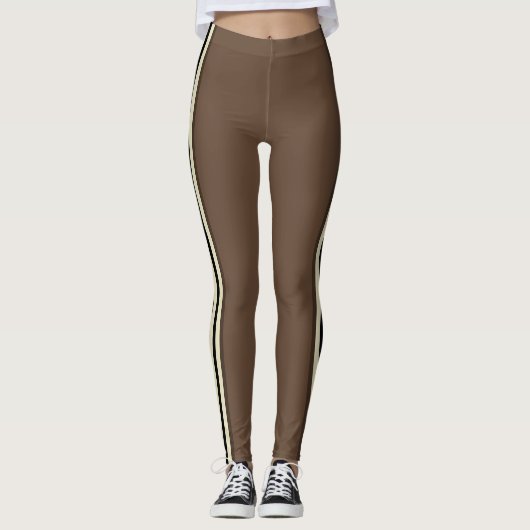 Leggings Mocha Brown Racing Stripes (Devant)