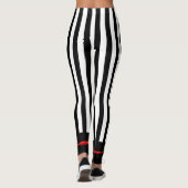 Leggings Mod Black & White Stripes avec Bright Red Heart (Dos)