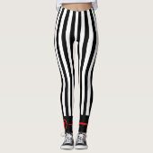 Leggings Mod Black & White Stripes avec Bright Red Heart (Devant)