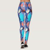 Leggings Mod Monstera Leaf Abstrait Hawaiian Tropical -Navy (Dos)