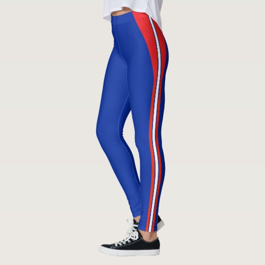 Leggings Mode Bleu, Rayé Rouge Blanc (Gauche)