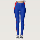 Leggings Mode Bleu, Rayé Rouge Blanc (Devant)