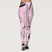 Leggings Mode, calligraphie, Tour Eiffel, lèvres (Dos)
